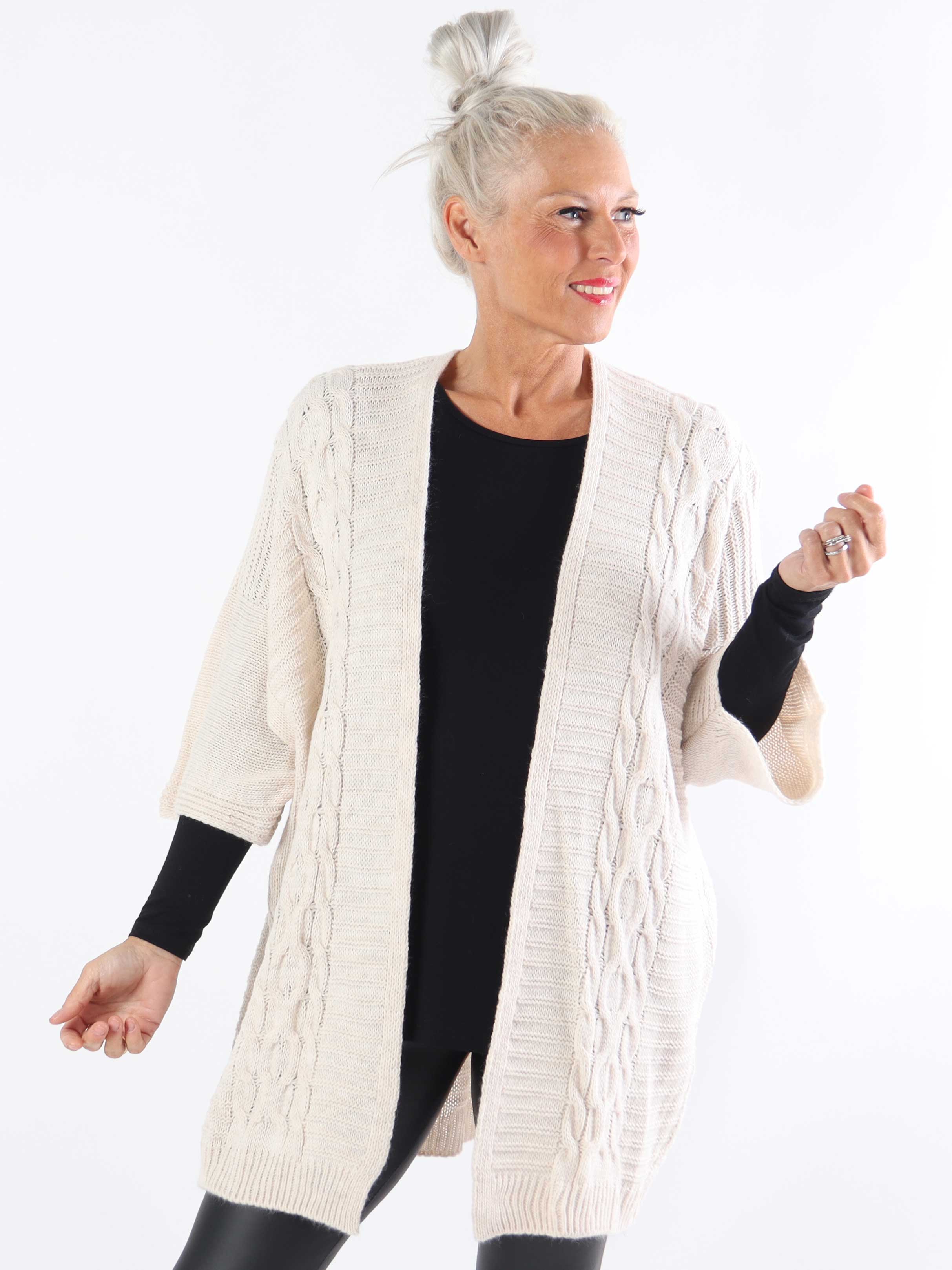 Avalon - Plus size strikcardigan med korteærmer
